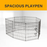 Dog Playpens & Gates: 4Paws 8 Panel Playpen Puppy Exercise Fence Cage Enclosure Pets Black All Sizes - 36" - Black
