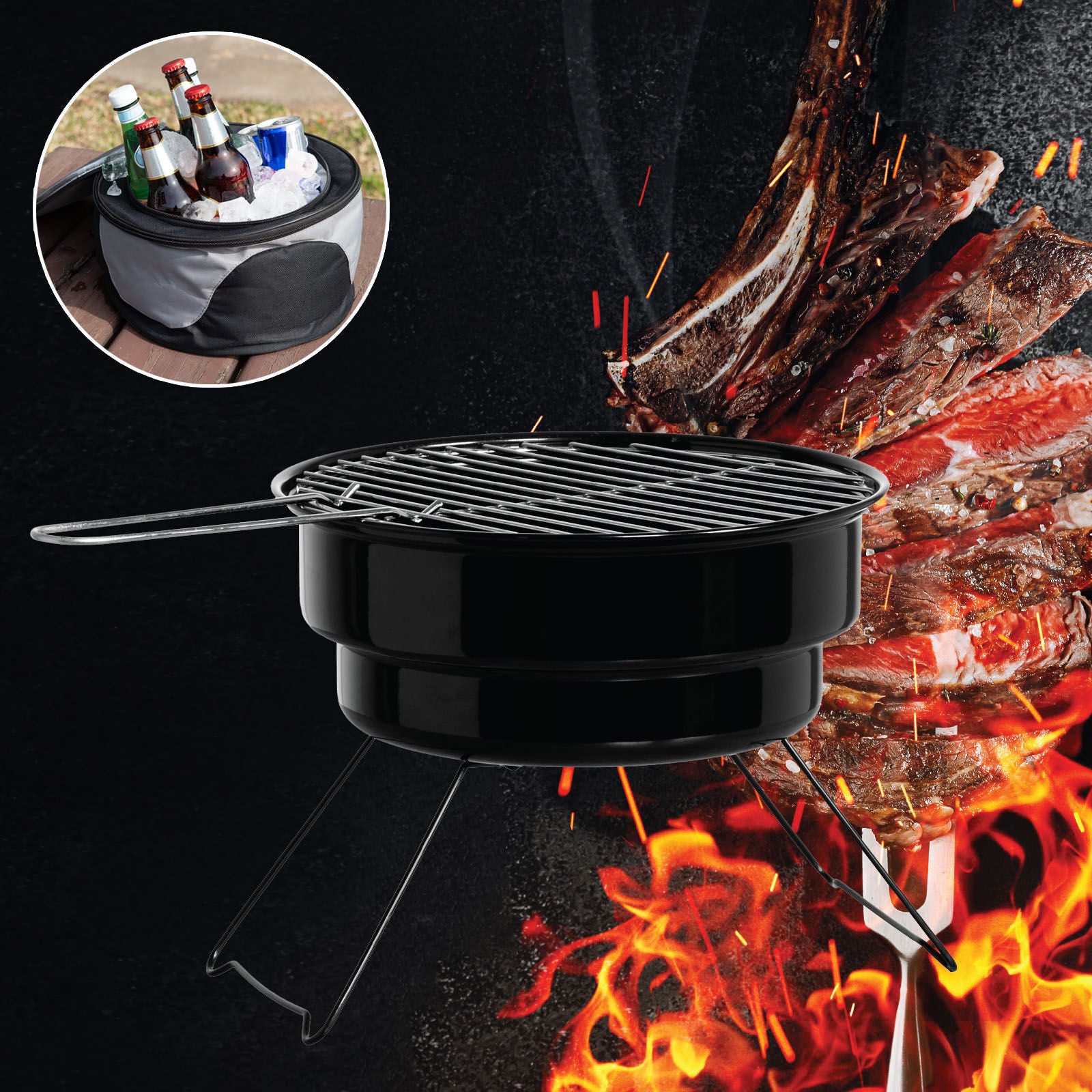 BBQs & Accessories: Havana Outdoors 2-IN-1 BBQ Grill Cooler Combo Set Outdoor Camping Picnic