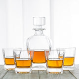 Drinkware: Novare Oval Whiskey Decanter Bottle With 4 Whiskey Glasses Set