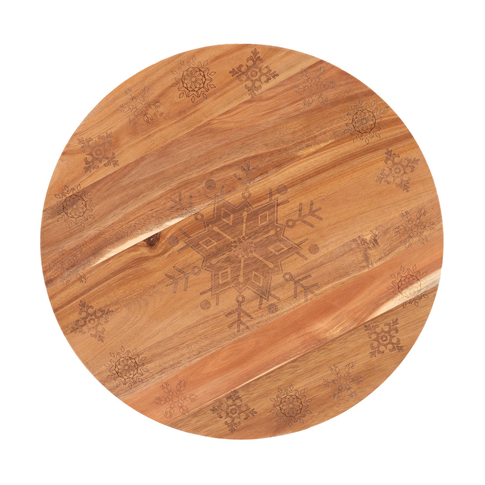 Christmas Decorations: Bread and Butter 18 Inch Wooden Lazy Susan Tray - Wood Snowflake