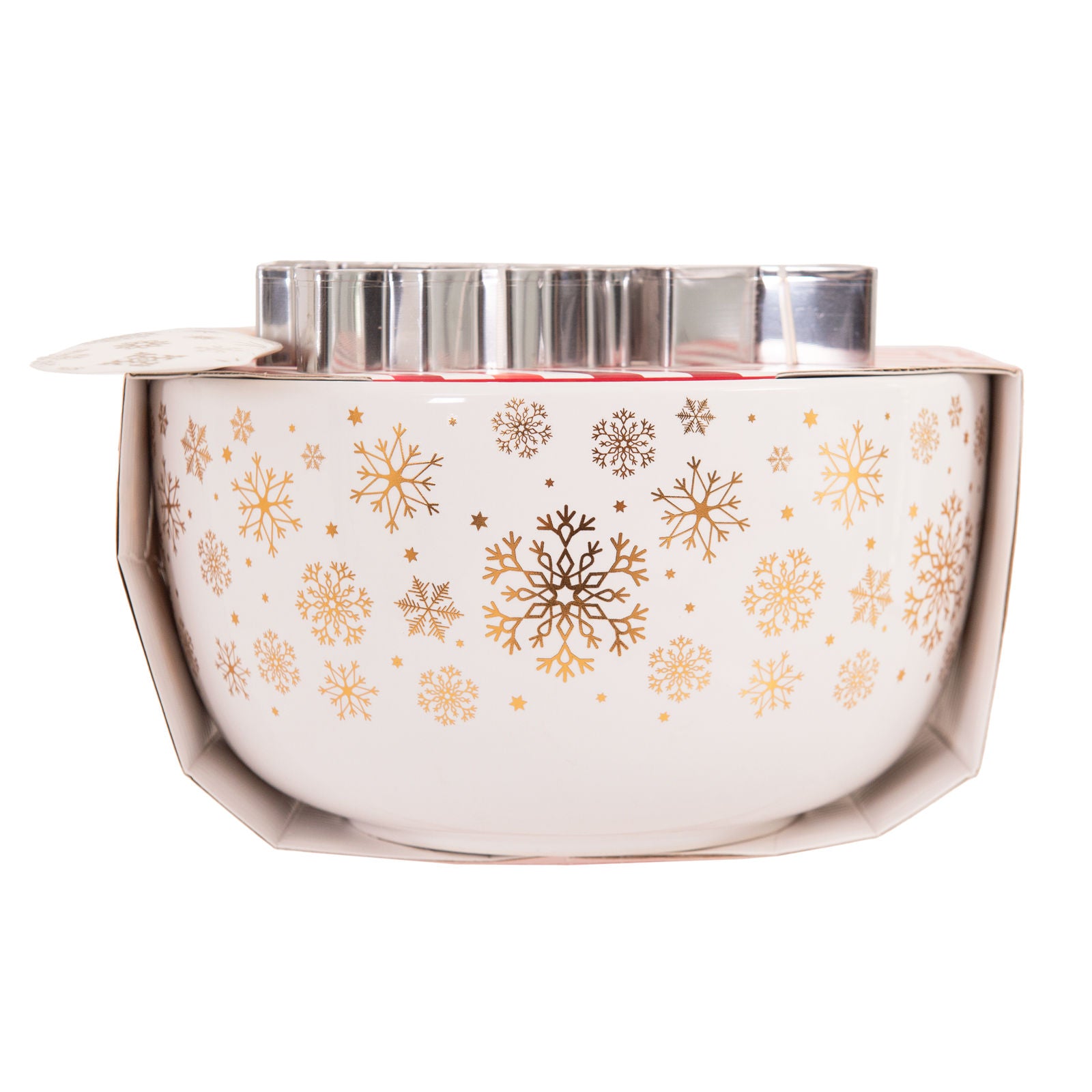 Christmas Decorations: Bread and Butter Electroplate Snowflake Mini Mix Bowl Set - Gold