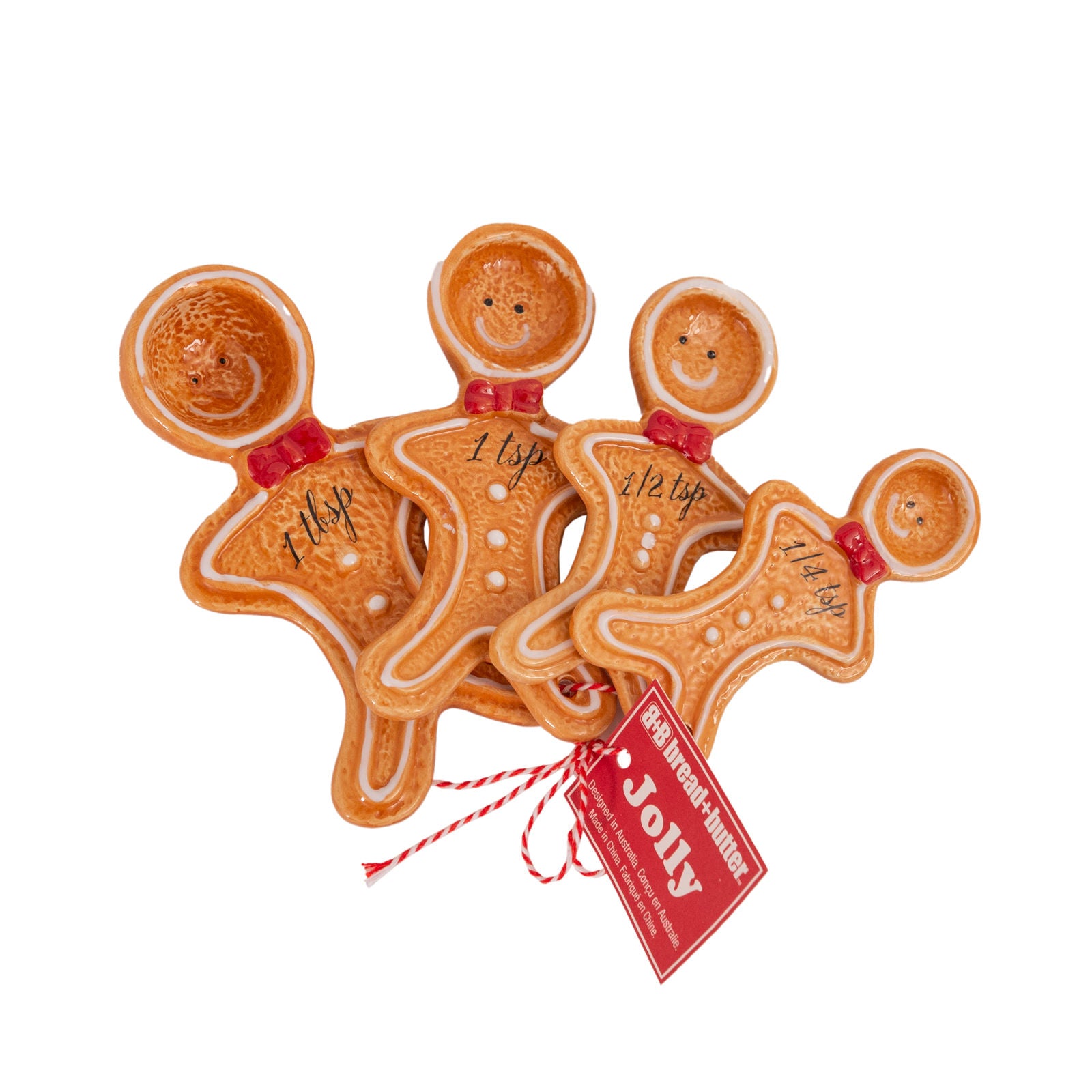 Christmas Decorations: Bread and Butter Figurine Gingerbread Man Spoons 4 Pack