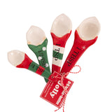 Christmas Decorations: Bread and Butter Gnome Measuring Spoons - 4 Pack - Green/ Red/ White