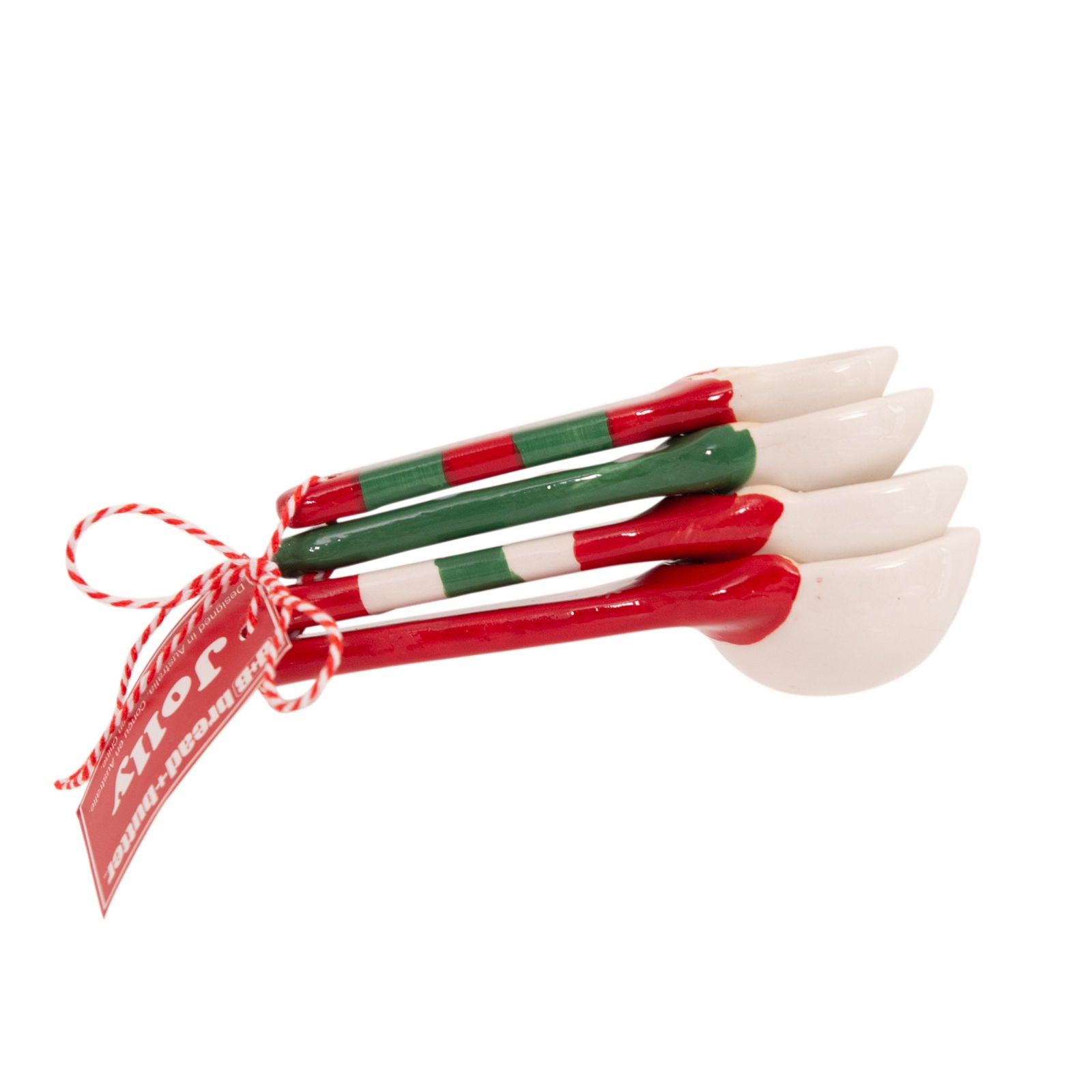 Christmas Decorations: Bread and Butter Gnome Measuring Spoons - 4 Pack - Green/ Red/ White