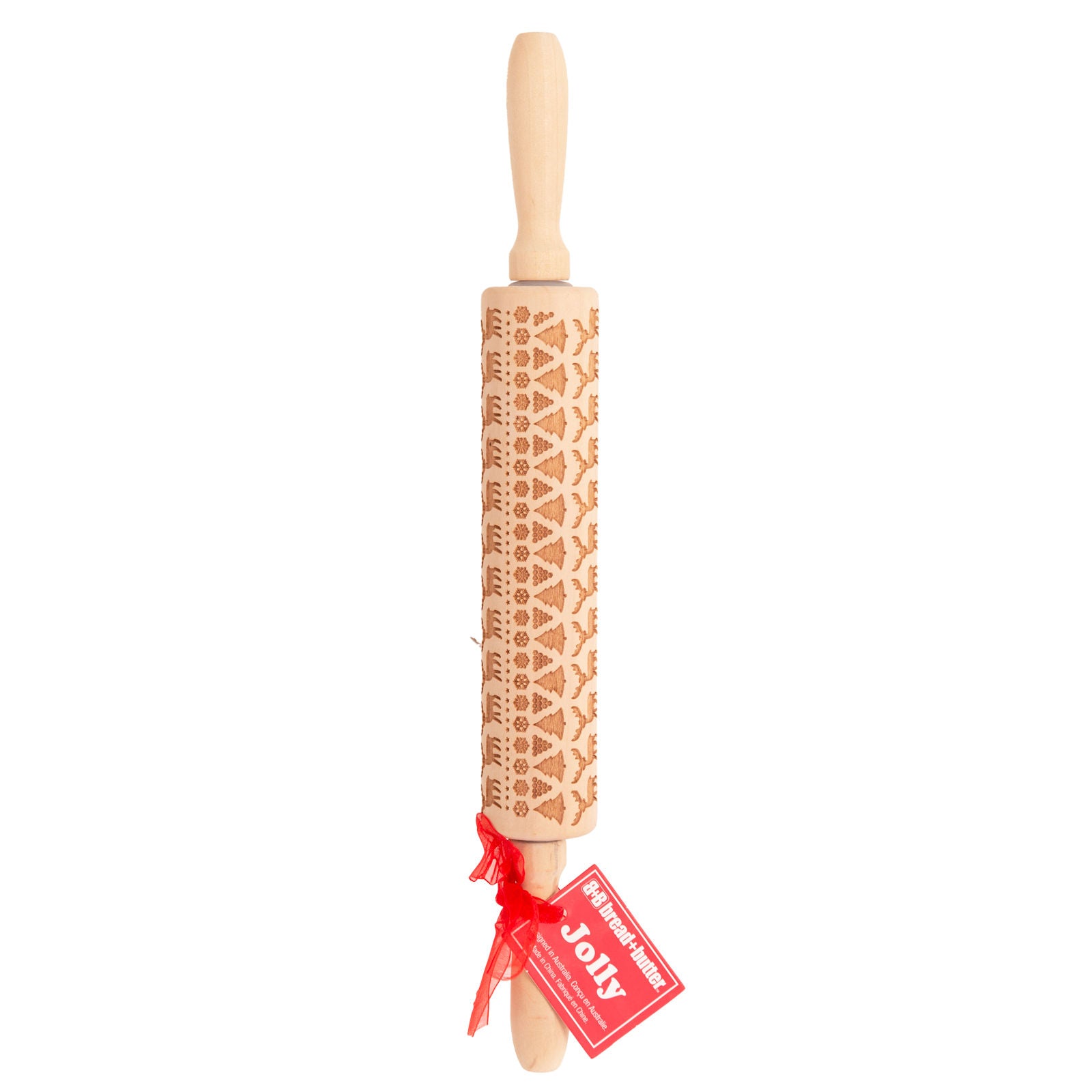 Christmas Decorations: Bread and Butter Laser Etch Wooden Rolling Pin - Fairisle