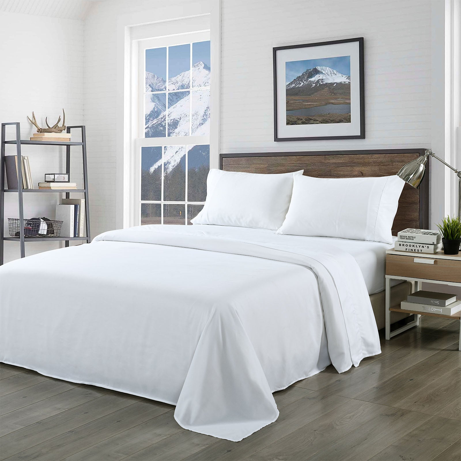 Bed Sheets: Royal Comfort Bamboo Blended Sheet & Pillowcases Set 1000TC Ultra Soft Bedding - Queen - White