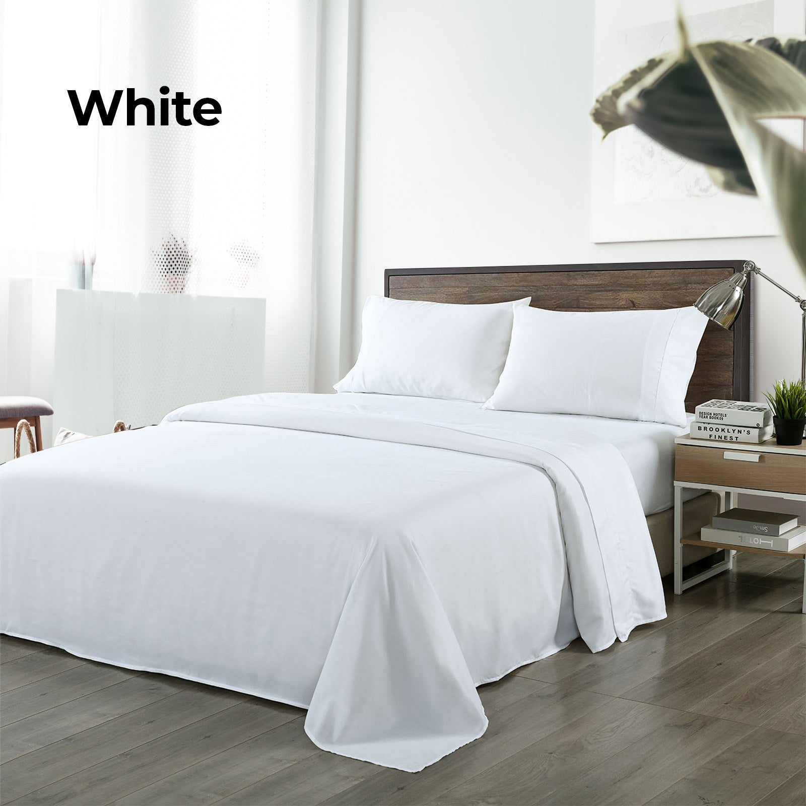 Bed Sheets: Royal Comfort Bamboo Blended Sheet & Pillowcases Set 1000TC Ultra Soft Bedding - King - White