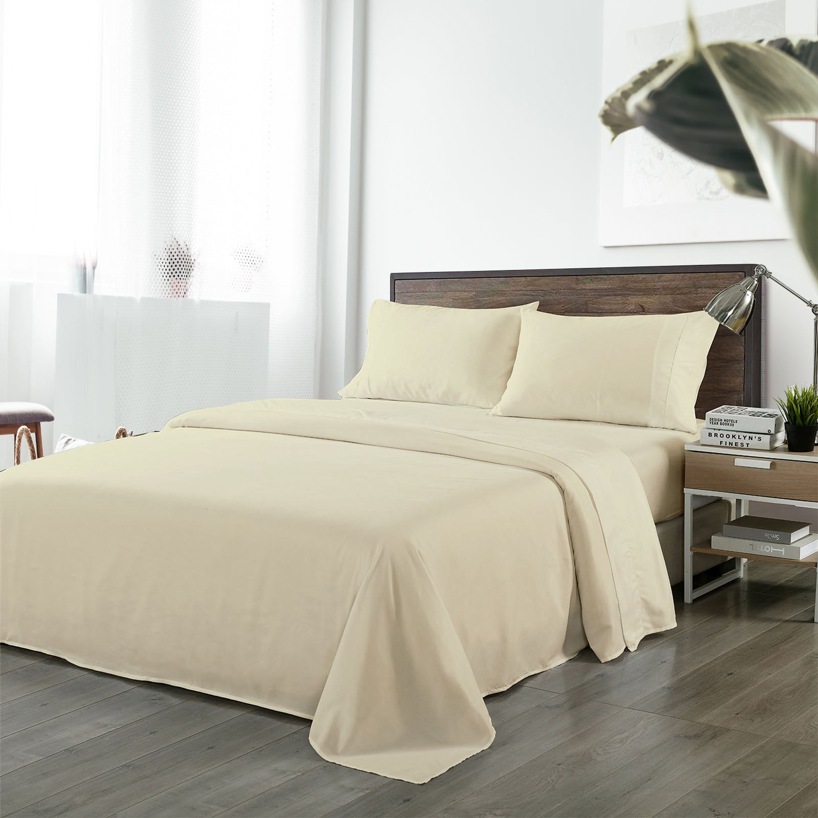Bed Sheets: Royal Comfort Bamboo Blended Sheet & Pillowcases Set 1000TC Ultra Soft Bedding - King - Ivory