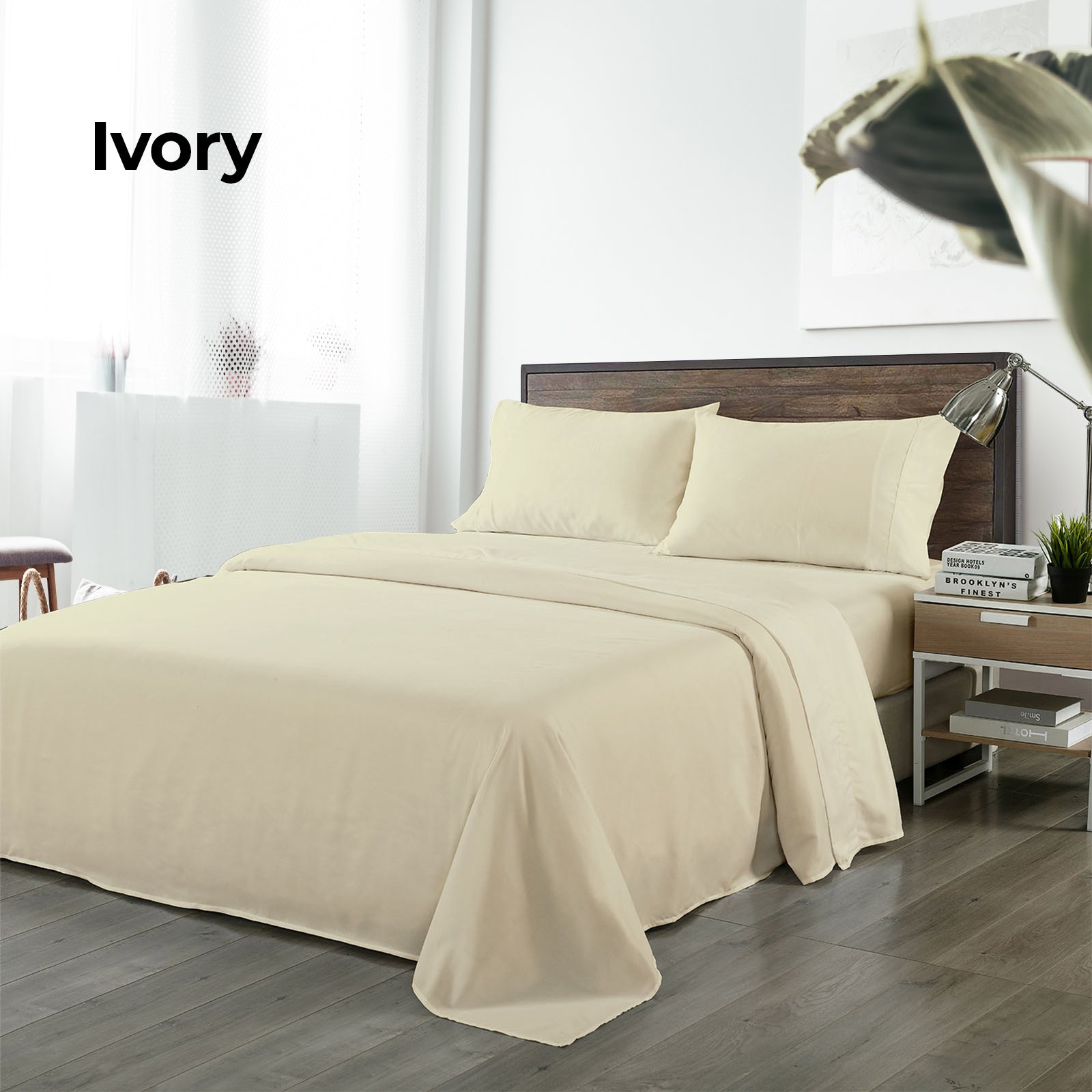 Bed Sheets: Royal Comfort Bamboo Blended Sheet & Pillowcases Set 1000TC Ultra Soft Bedding - King - Ivory