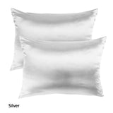 Pillowcases: Royal Comfort Mulberry Soft Silk Hypoallergenic Pillowcase Twin Pack 51 x 76cm - Silver