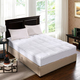 Duvet Covers: Royal Comfort 1000GSM Luxury Bamboo Fabric Gusset Mattress Pad Topper Cover - King - White