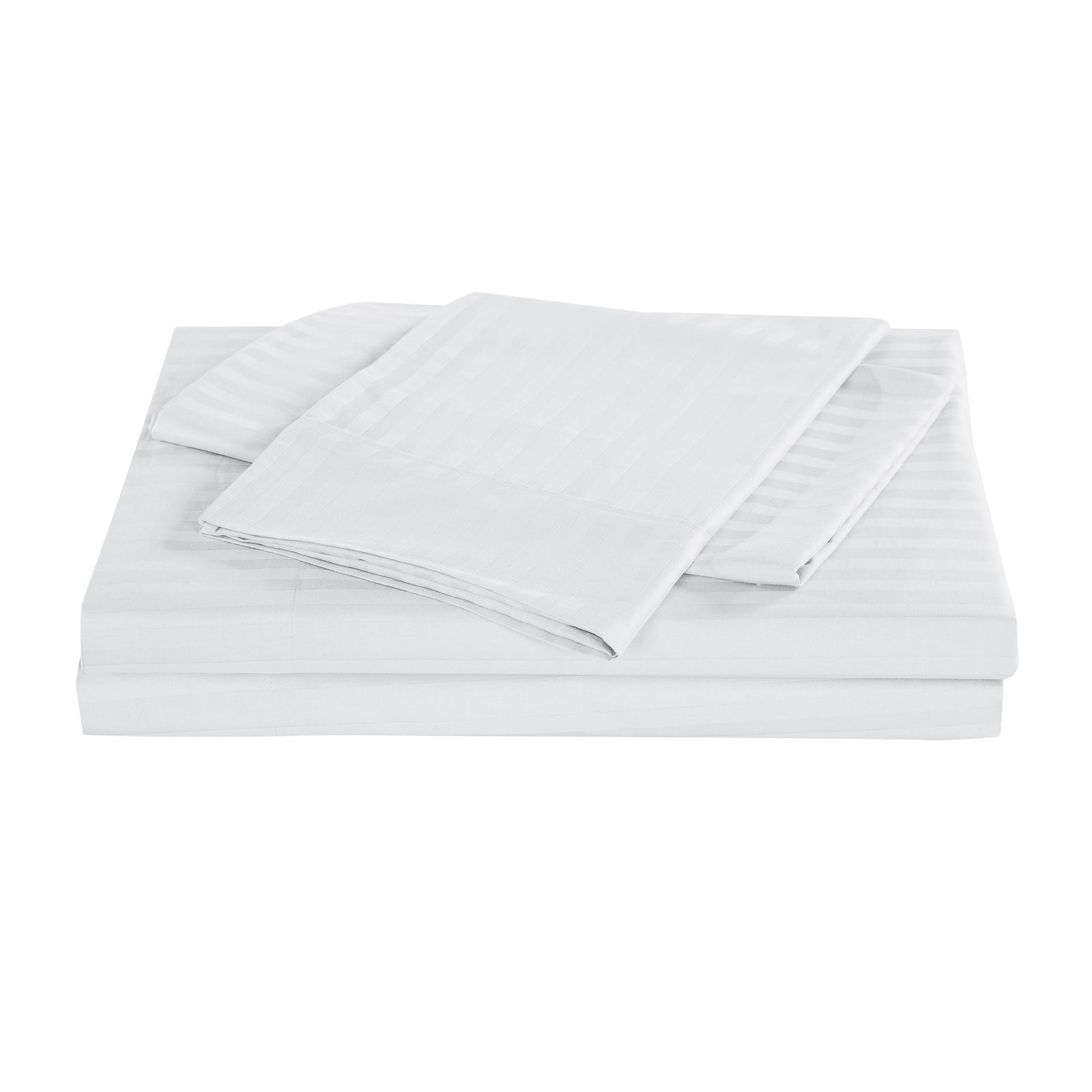 Bed Sheets: Kensington 1200 Thread Count 100% Egyptian Cotton Sheet Set Stripe Hotel Grade - Double - White