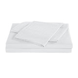 Bed Sheets: Kensington 1200 Thread Count 100% Egyptian Cotton Sheet Set Stripe Hotel Grade - Double - White