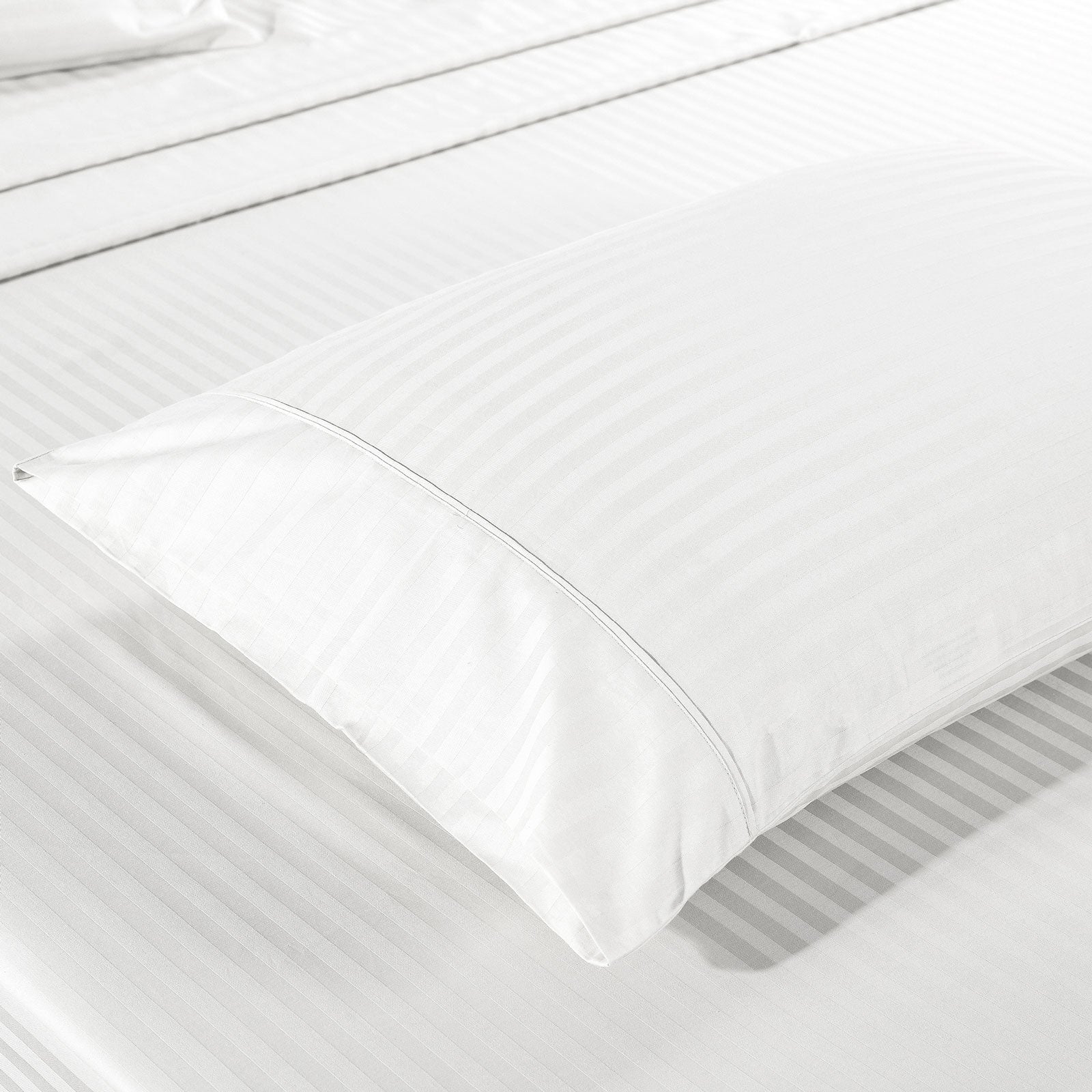Bed Sheets: Kensington 1200 Thread Count 100% Egyptian Cotton Sheet Set Stripe Hotel Grade - Double - White