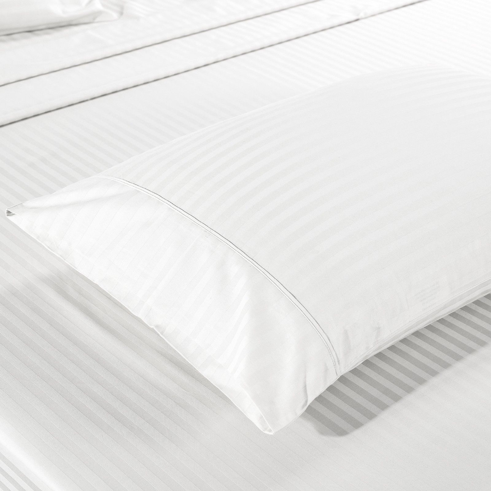 Bed Sheets: Kensington 1200 Thread Count 100% Egyptian Cotton Sheet Set Stripe Hotel Grade - Double - White