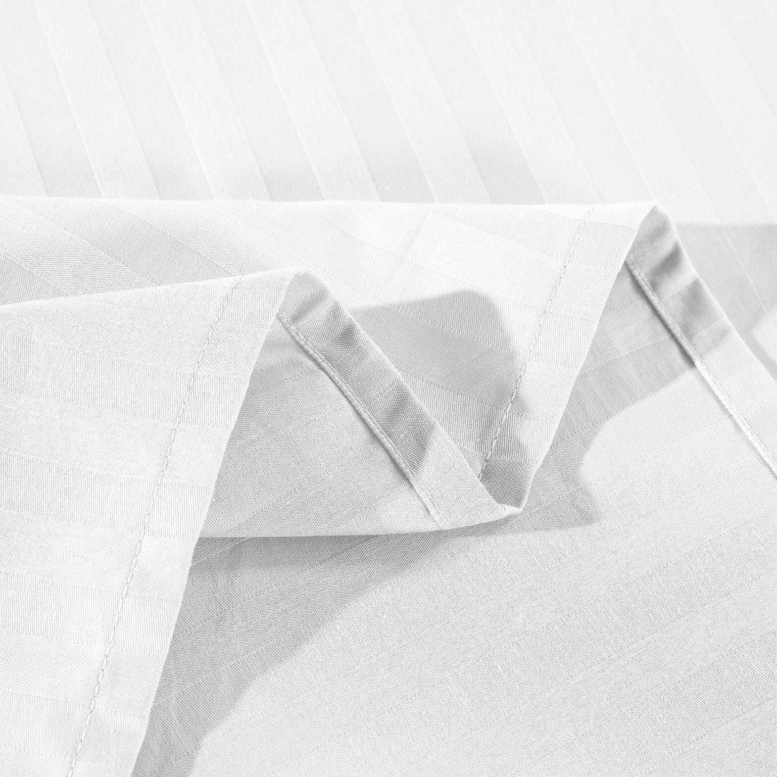 Bed Sheets: Kensington 1200 Thread Count 100% Egyptian Cotton Sheet Set Stripe Hotel Grade - Double - White