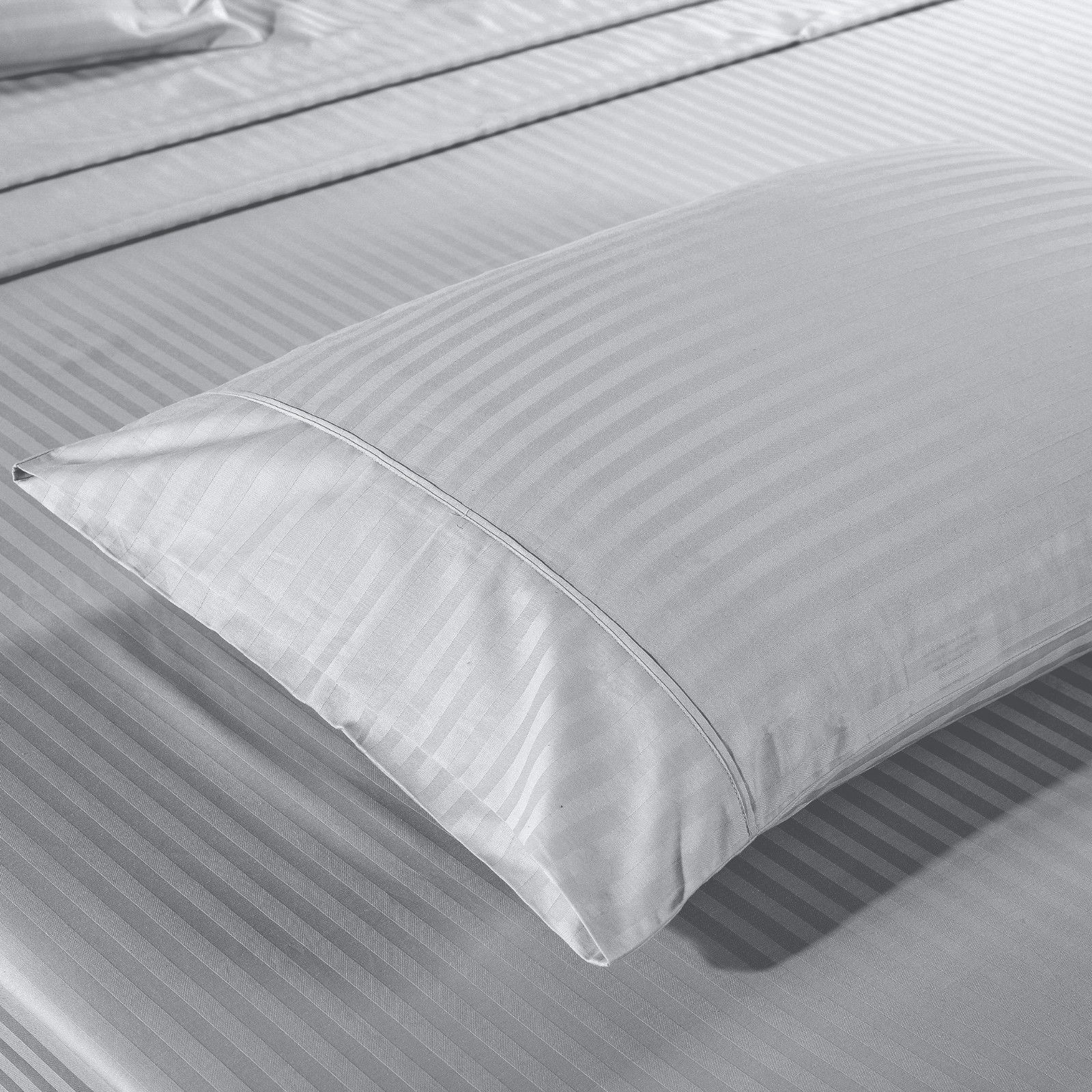 Bed Sheets: Kensington 1200 Thread Count 100% Egyptian Cotton Sheet Set Stripe Hotel Grade - Double - Silver