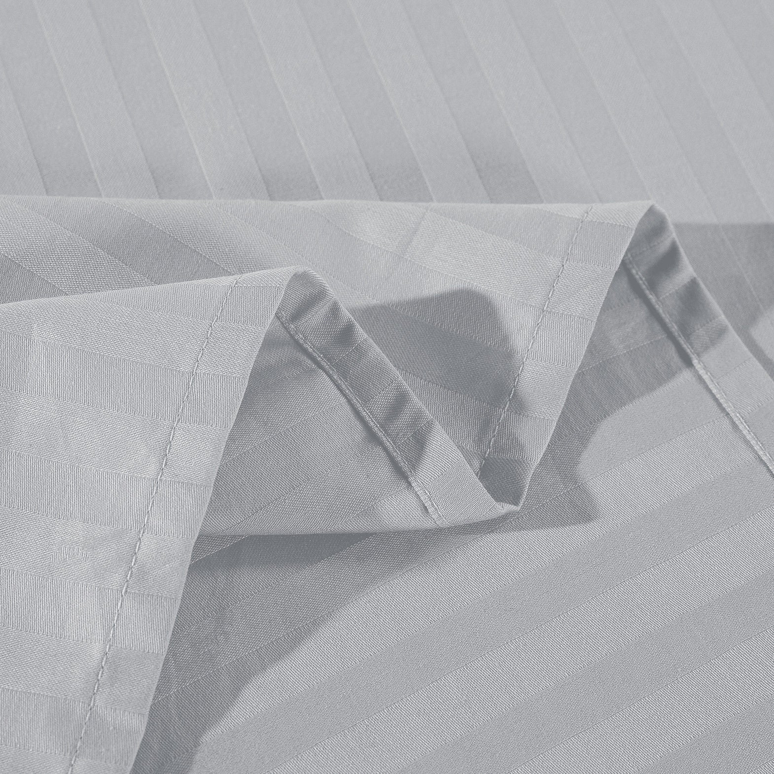 Bed Sheets: Kensington 1200 Thread Count 100% Egyptian Cotton Sheet Set Stripe Hotel Grade - Double - Silver