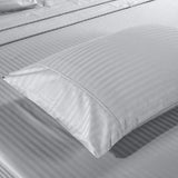 Bed Sheets: Kensington 1200 Thread Count 100% Egyptian Cotton Sheet Set Stripe Hotel Grade - Queen - Silver