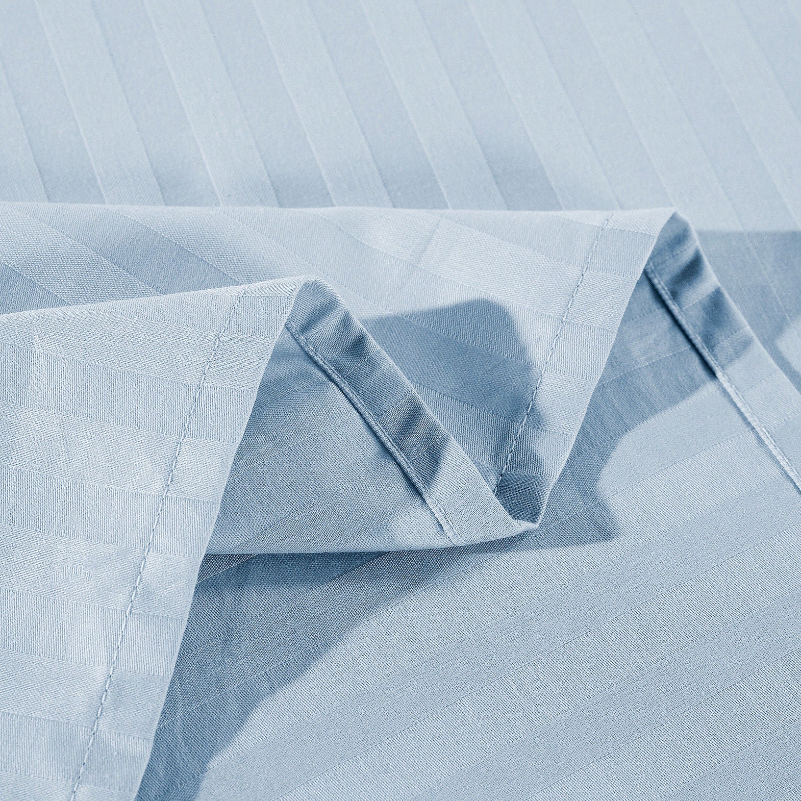 Bed Sheets: Kensington 1200 Thread Count 100% Egyptian Cotton Sheet Set Stripe Hotel Grade - King - Chambray
