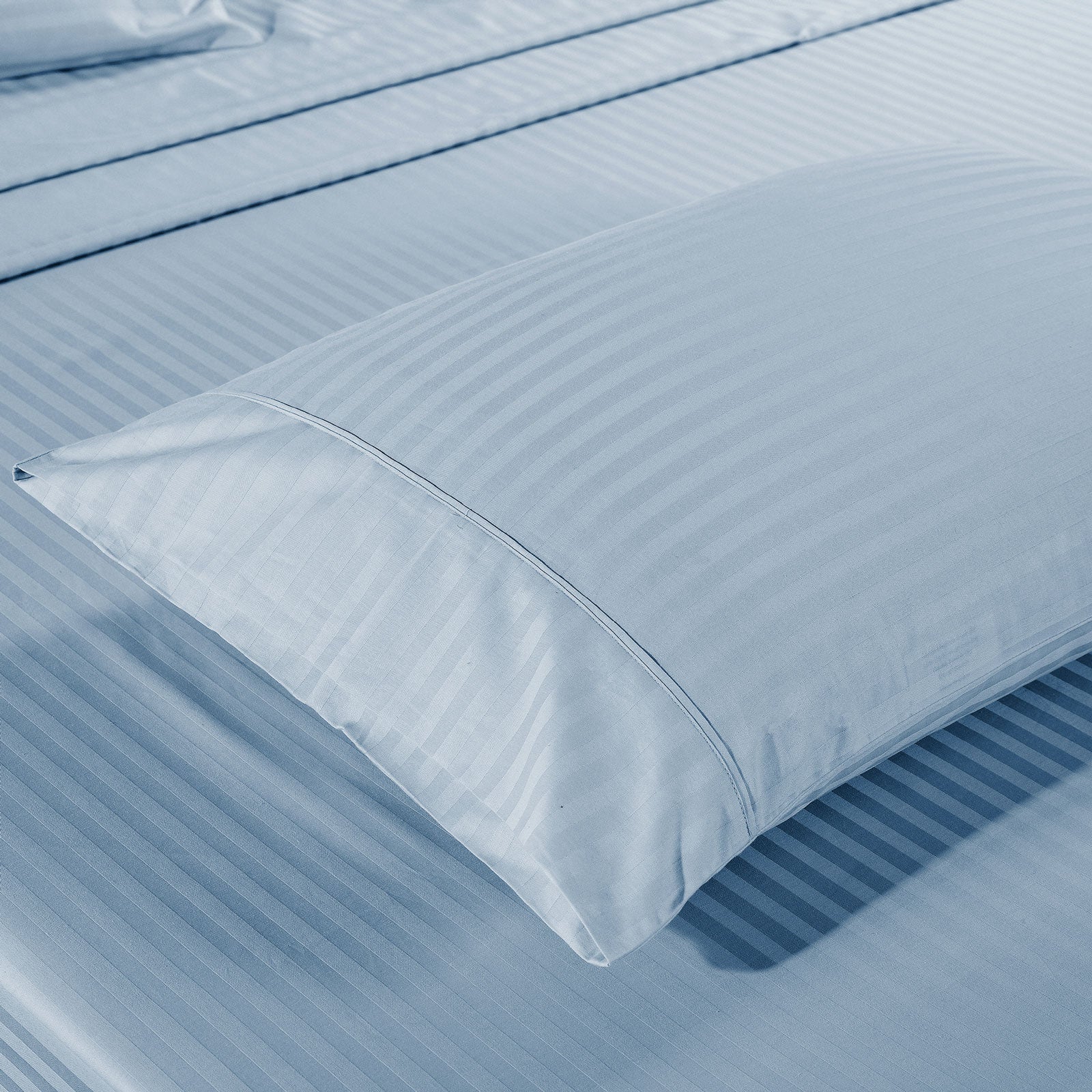 Bed Sheets: Kensington 1200 Thread Count 100% Egyptian Cotton Sheet Set Stripe Hotel Grade - King - Chambray