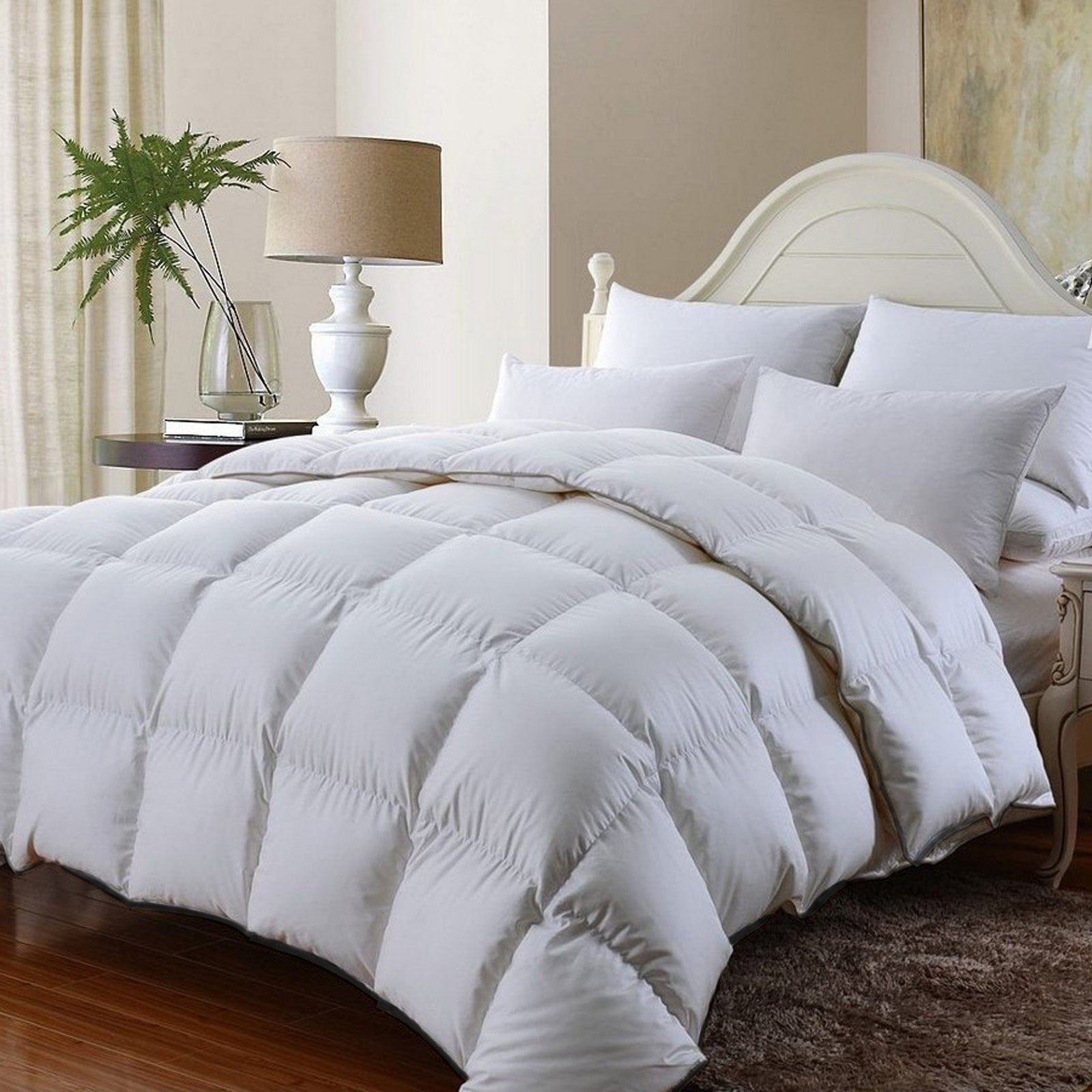Duvet Covers: Royal Comfort 350GSM Luxury Soft Bamboo All-Seasons Quilt Duvet  - King - White