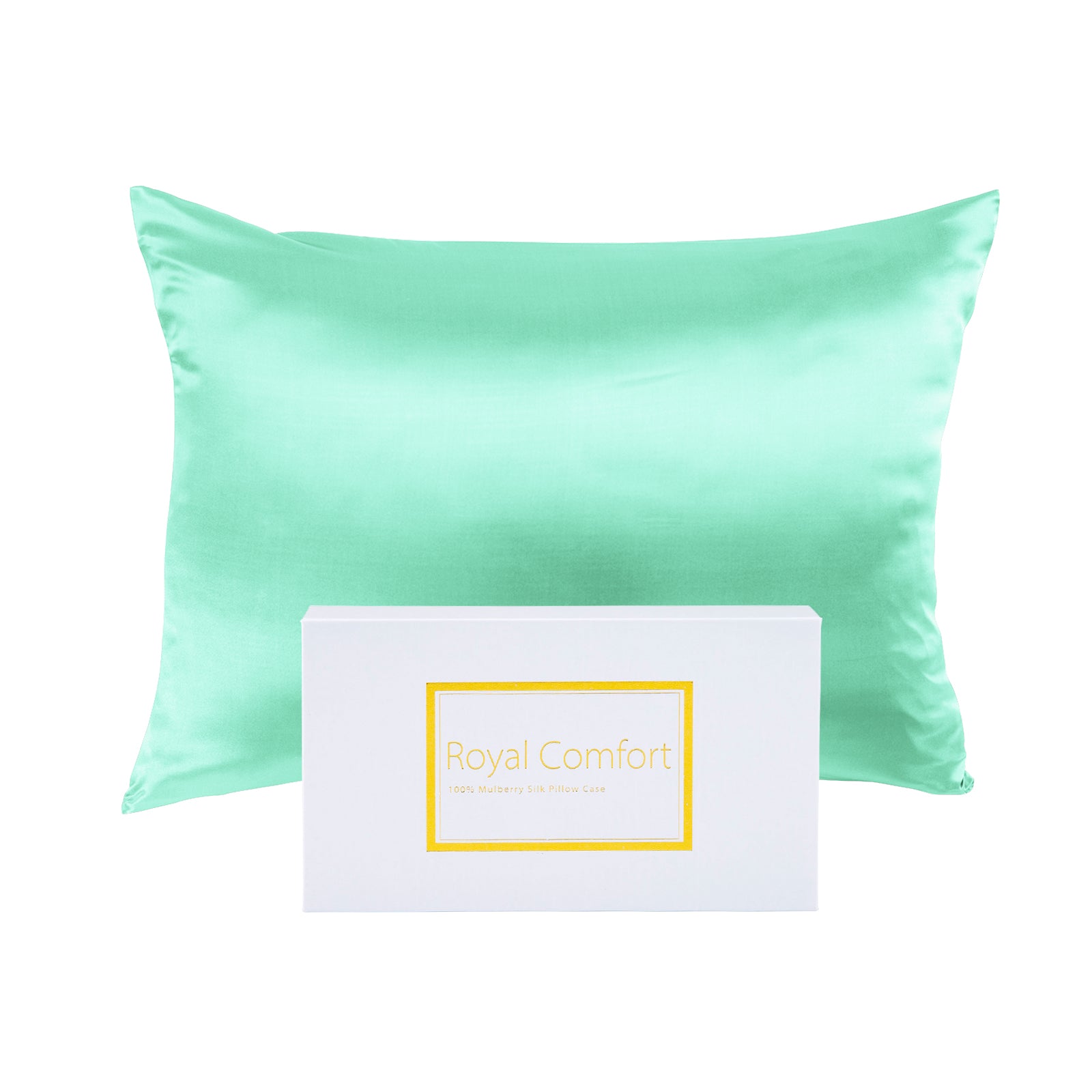 Pillowcases: Royal Comfort Mulberry Soft Silk Hypoallergenic Pillowcase Twin Pack 51 x 76cm - Mint