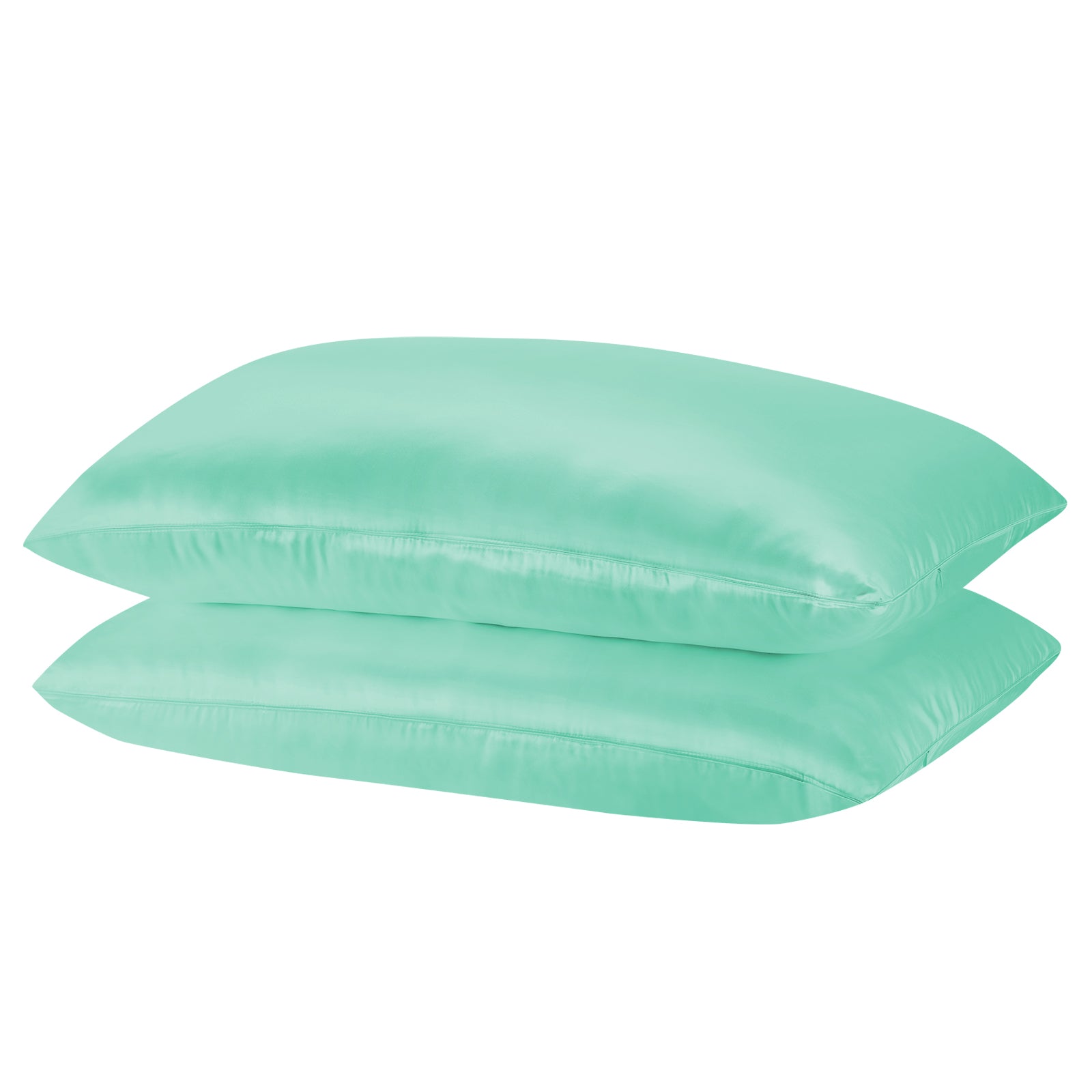 Pillowcases: Royal Comfort Mulberry Soft Silk Hypoallergenic Pillowcase Twin Pack 51 x 76cm - Mint