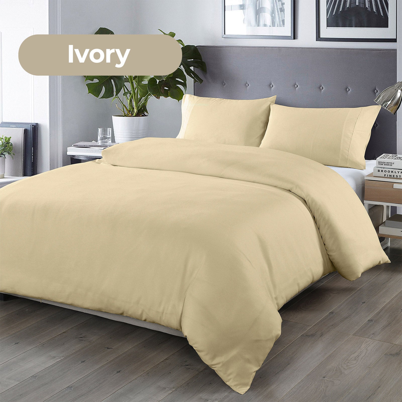 Duvet Covers: Royal Comfort Bamboo Blended Quilt Cover Set 1000TC Ultra Soft Luxury Bedding - Double - Ivory