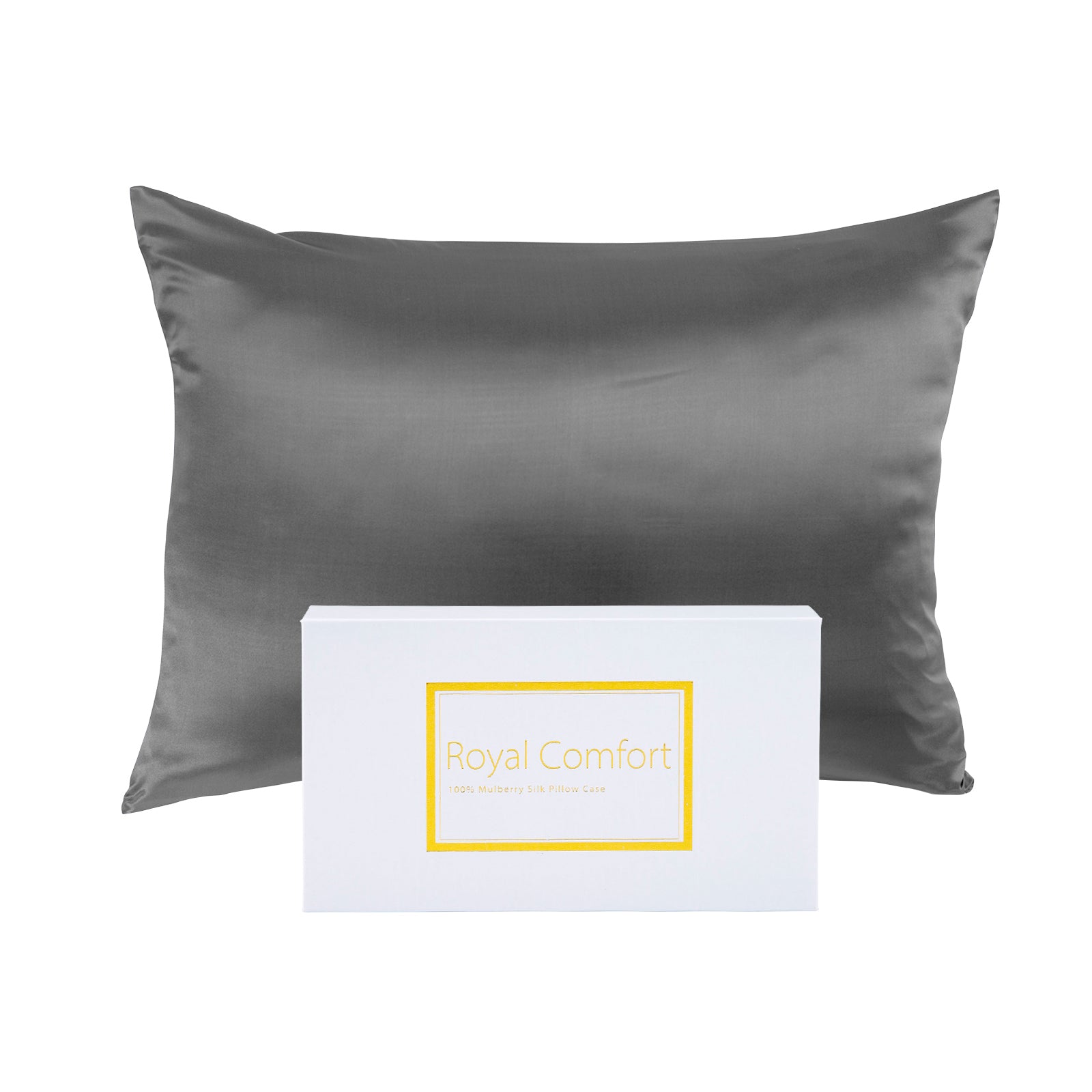 Pillowcases: Royal Comfort Pure Silk Pillow Case 100% Mulberry Silk Hypoallergenic Pillowcase - Charcoal
