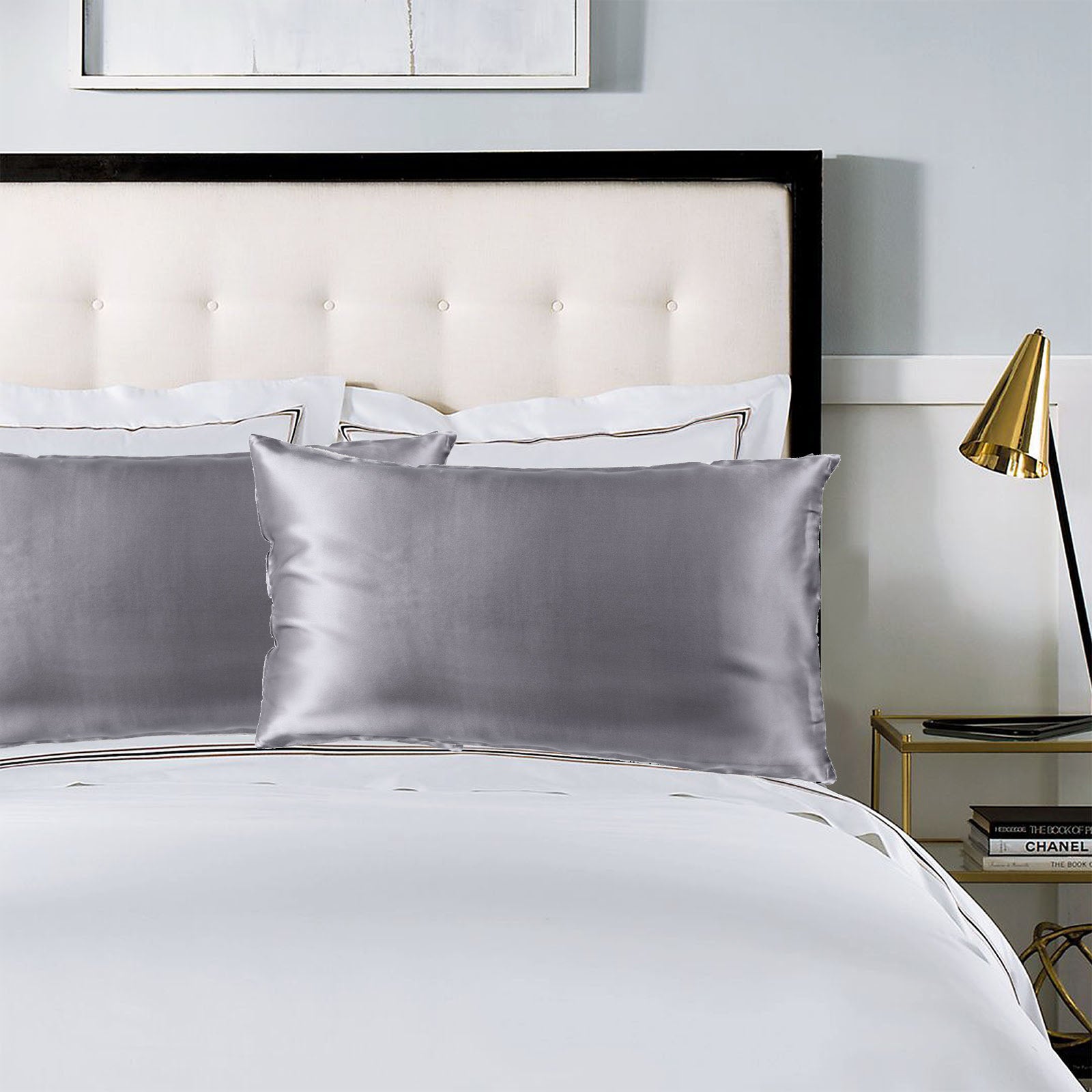 Pillowcases: Royal Comfort Pure Silk Pillow Case 100% Mulberry Silk Hypoallergenic Pillowcase - Charcoal