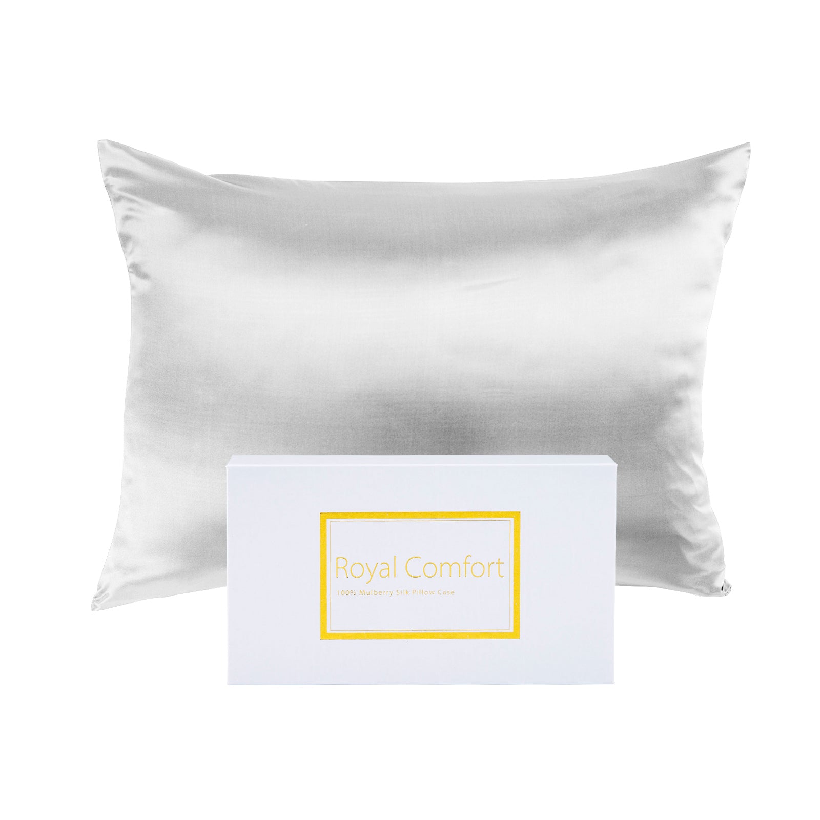 Pillowcases: Royal Comfort Pure Silk Pillow Case 100% Mulberry Silk Hypoallergenic Pillowcase - Silver