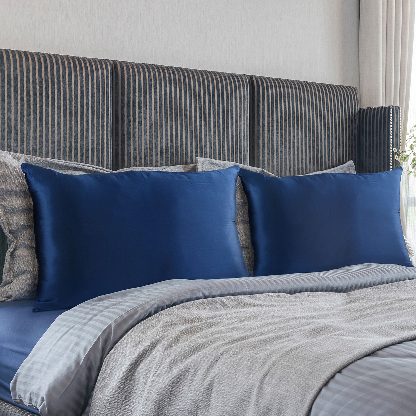Pillowcases: Royal Comfort Pure Silk Pillow Case 100% Mulberry Silk Hypoallergenic Pillowcase - Navy