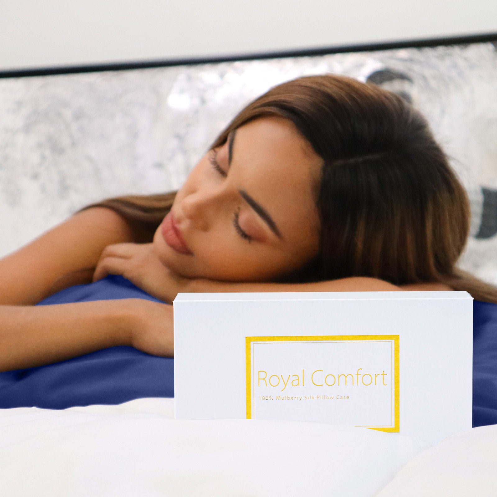 Pillowcases: Royal Comfort Pure Silk Pillow Case 100% Mulberry Silk Hypoallergenic Pillowcase - Navy