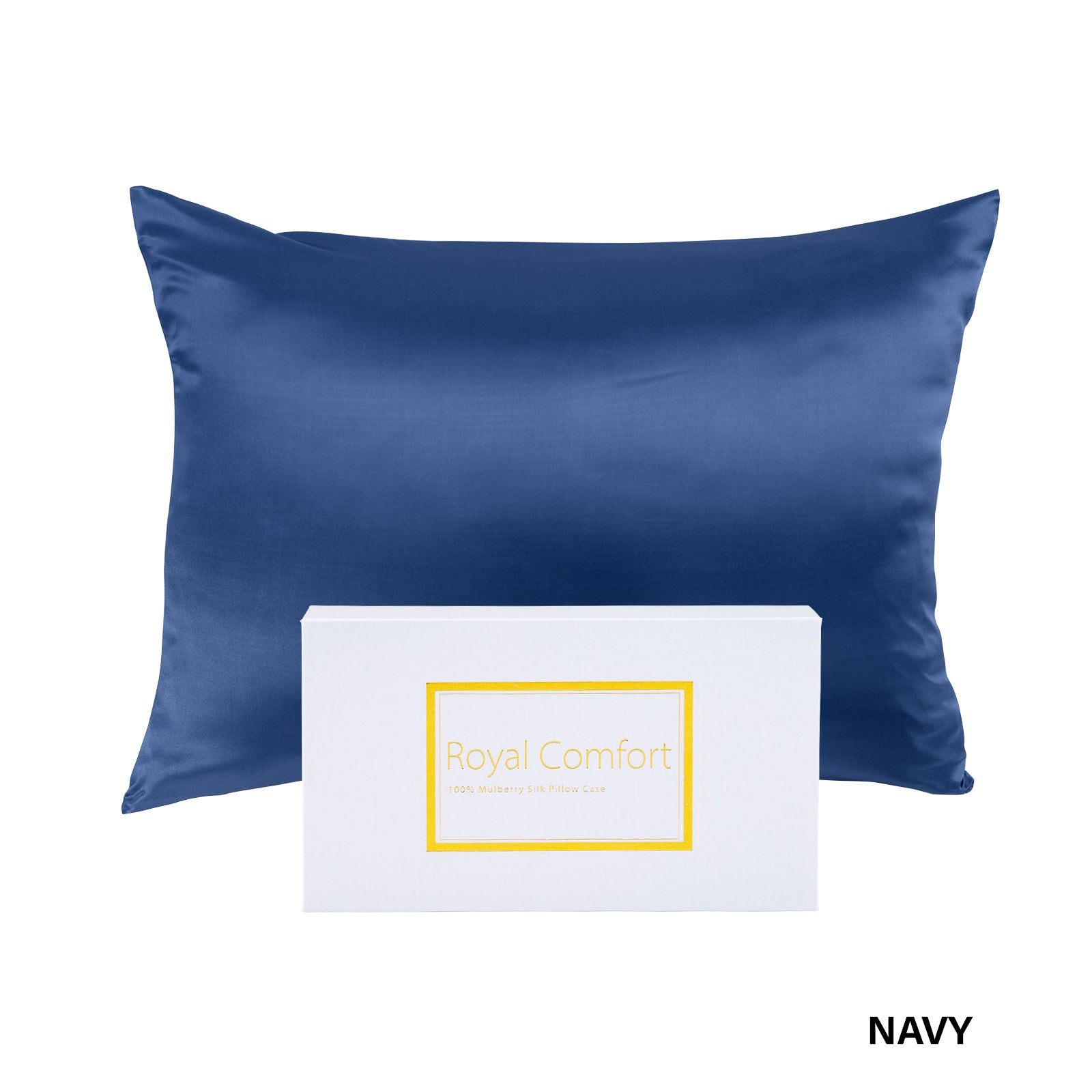 Pillowcases: Royal Comfort Pure Silk Pillow Case 100% Mulberry Silk Hypoallergenic Pillowcase - Navy