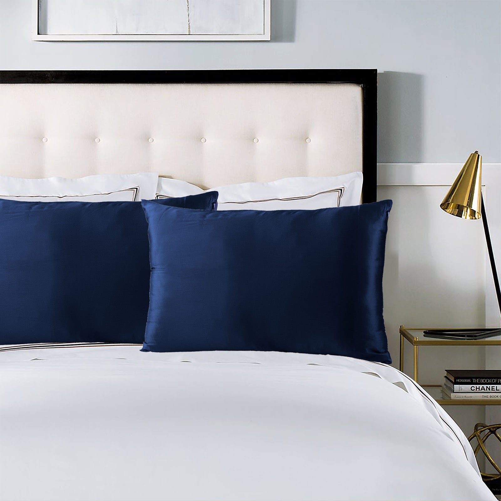 Pillowcases: Royal Comfort Pure Silk Pillow Case 100% Mulberry Silk Hypoallergenic Pillowcase - Navy
