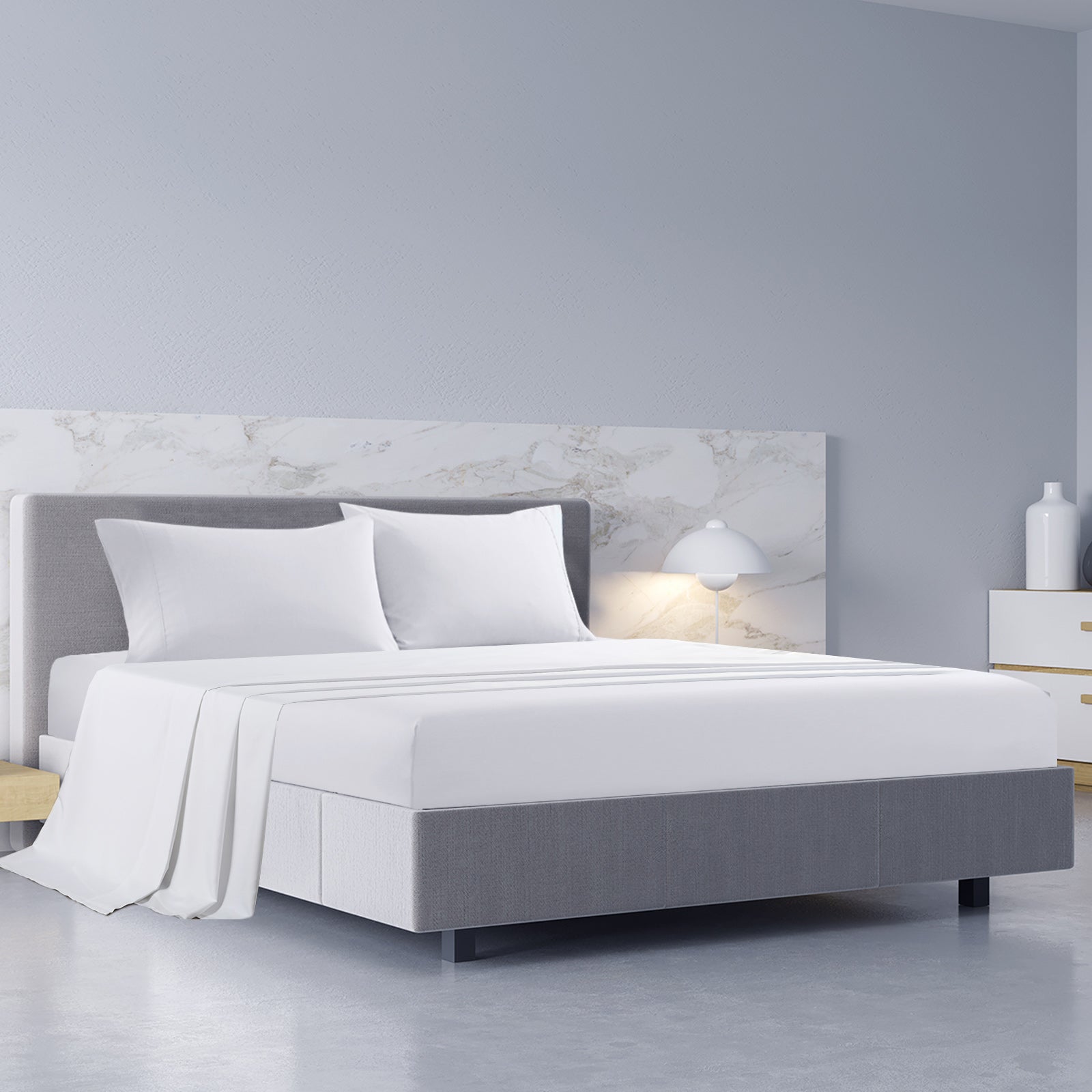 Bed Sheets: Royal Comfort 1000TC Hotel Grade Bamboo Cotton Sheets Pillowcases Set Ultrasoft - King - White