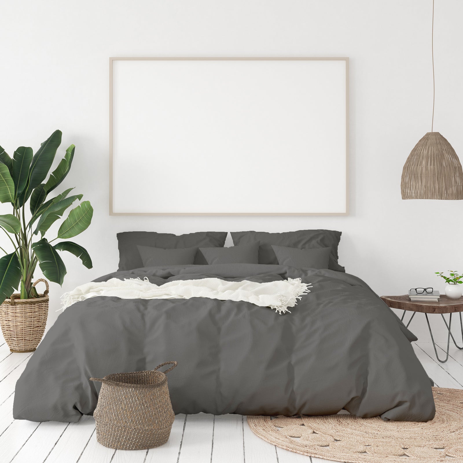 Duvet Covers: Balmain 1000 Thread Count Hotel Grade Bamboo Cotton Quilt Cover Pillowcases Set - Queen - Pewter