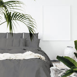 Duvet Covers: Balmain 1000 Thread Count Hotel Grade Bamboo Cotton Quilt Cover Pillowcases Set - Queen - Pewter