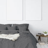 Duvet Covers: Balmain 1000 Thread Count Hotel Grade Bamboo Cotton Quilt Cover Pillowcases Set - King - Pewter