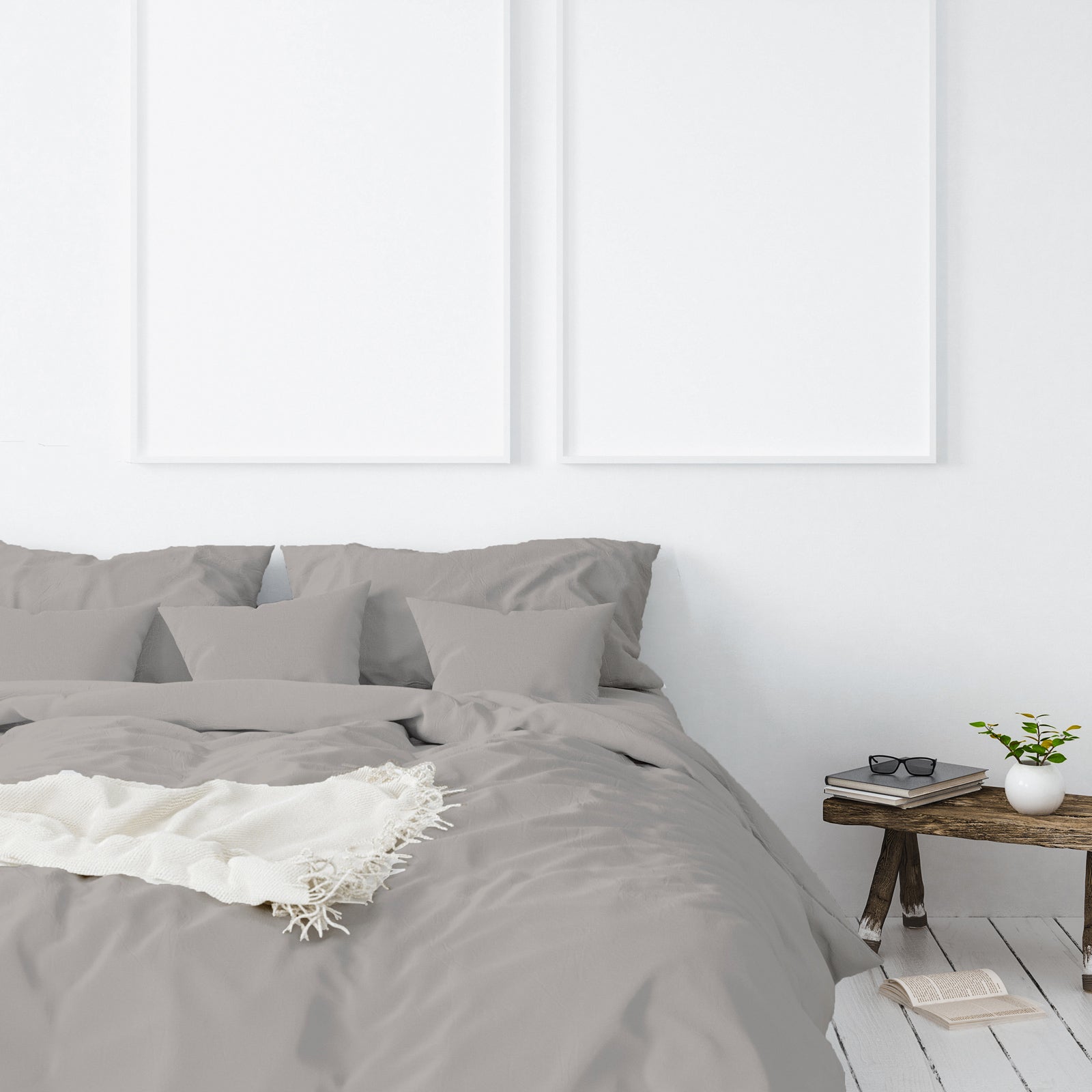 Duvet Covers: Balmain 1000 Thread Count Hotel Grade Bamboo Cotton Quilt Cover Pillowcases Set - King - Dove