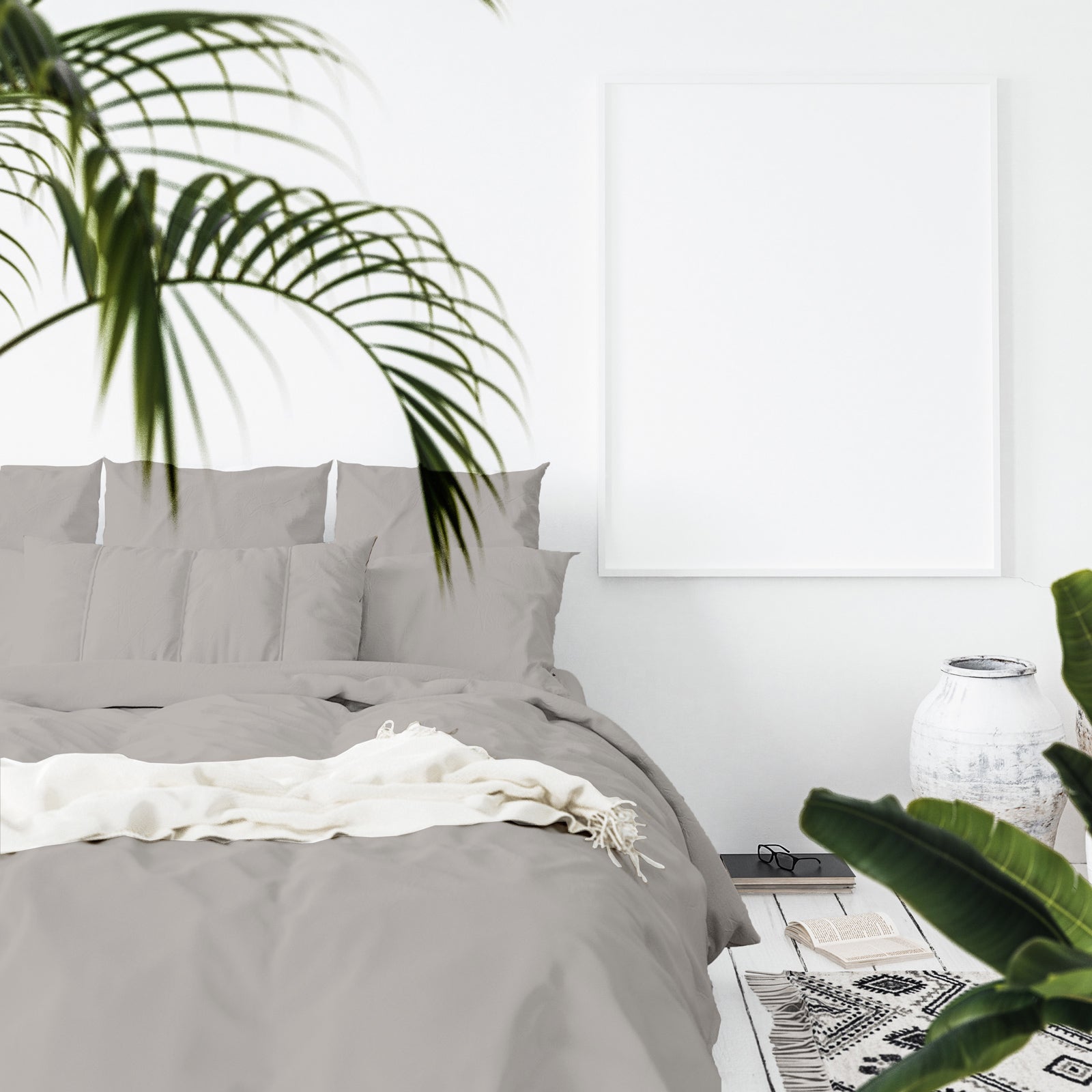 Duvet Covers: Balmain 1000 Thread Count Hotel Grade Bamboo Cotton Quilt Cover Pillowcases Set - King - Dove