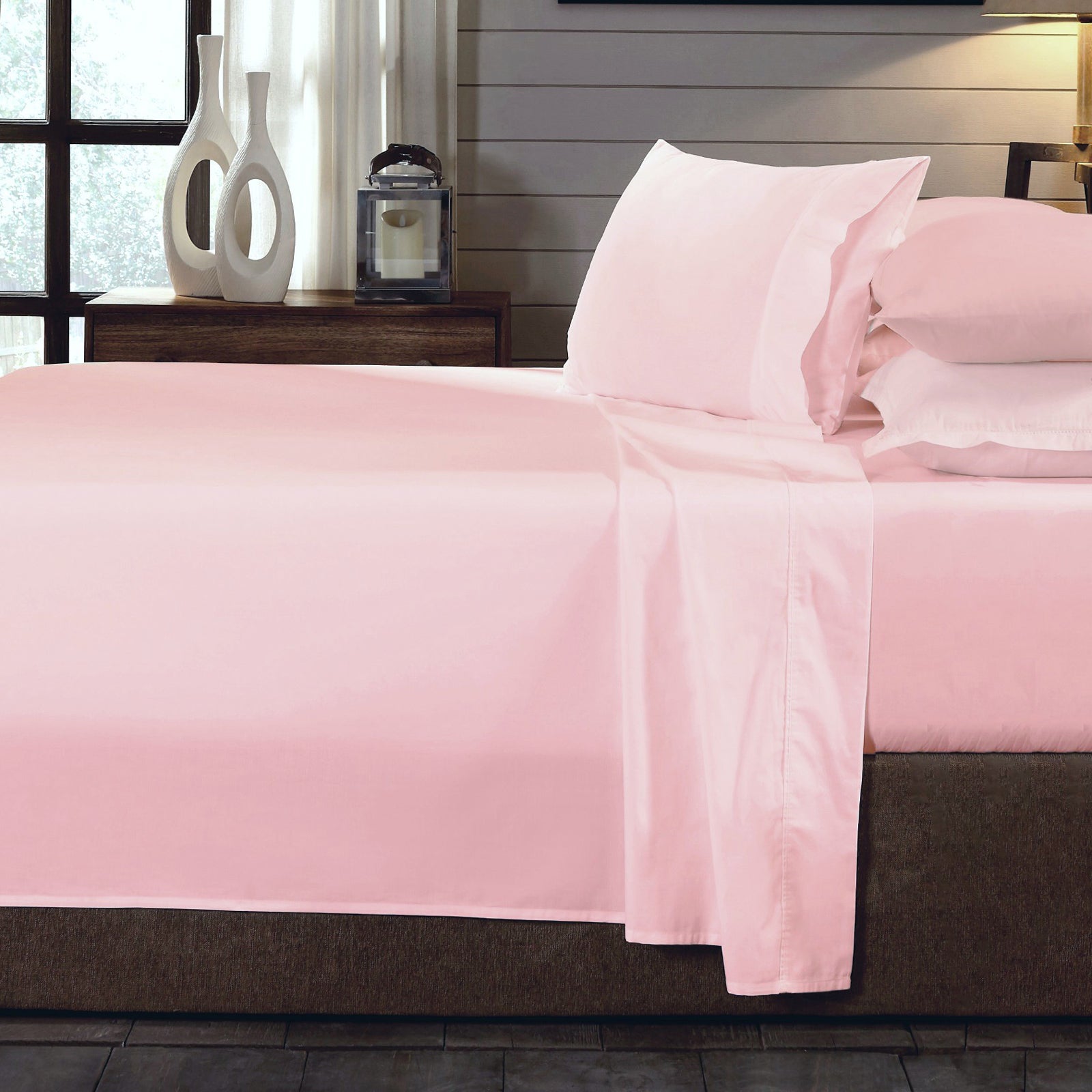 Bed Sheets: Royal Comfort 250TC Organic 100% Cotton Sheet Set 4 Piece Luxury Hotel Style - Double - Blush