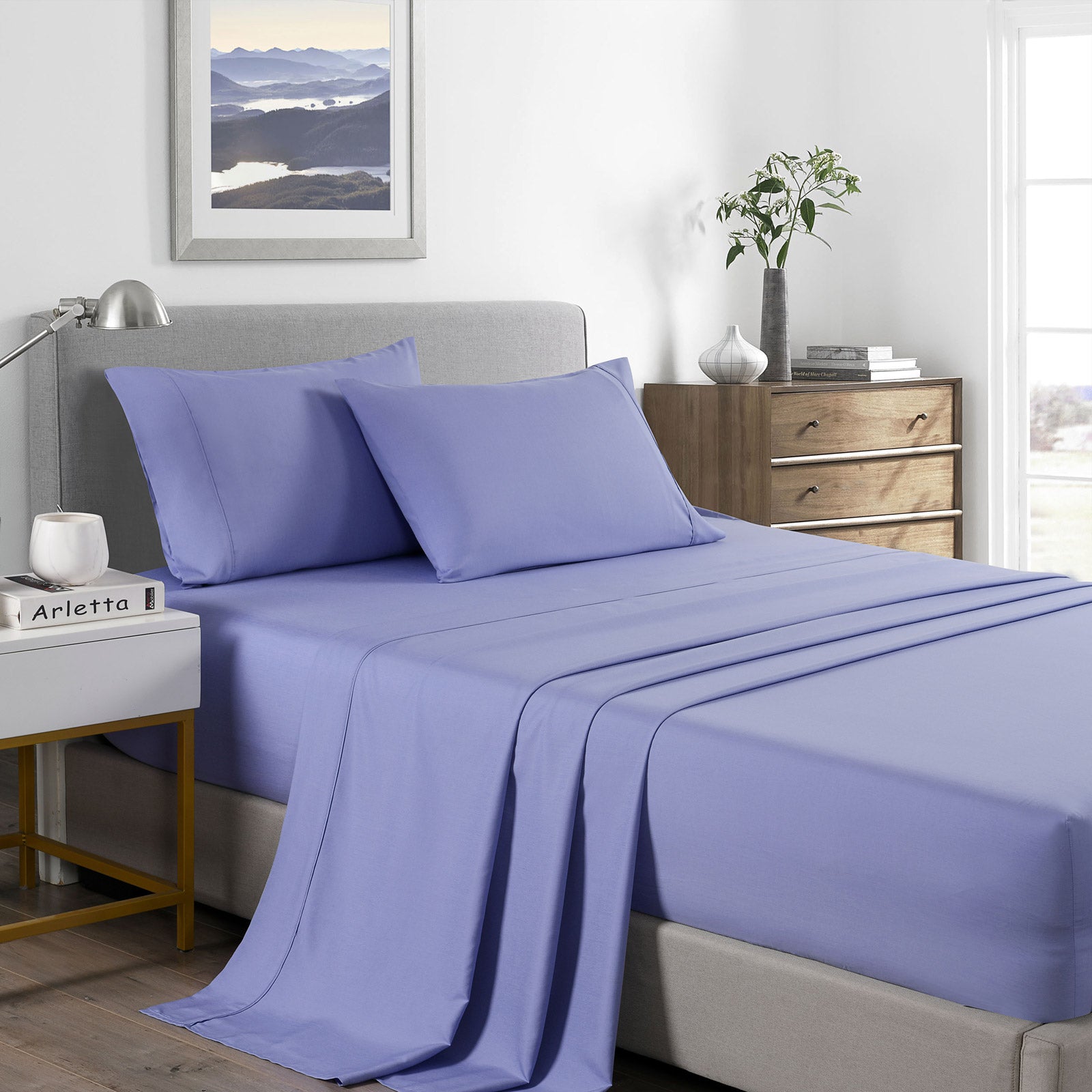 Bed Sheets: Royal Comfort 2000 Thread Count Bamboo Cooling Sheet Set Ultra Soft Bedding - King - Mid Blue