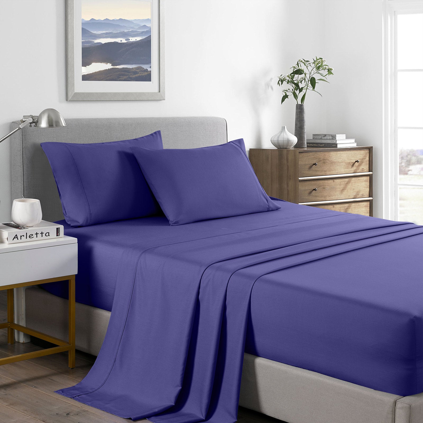 Bed Sheets: Royal Comfort 2000 Thread Count Bamboo Cooling Sheet Set Ultra Soft Bedding - King - Royal Blue