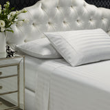 Bed Sheets: Royal Comfort 1200TC Sheet Set Damask Cotton Blend Ultra Soft Sateen Bedding - Queen - White