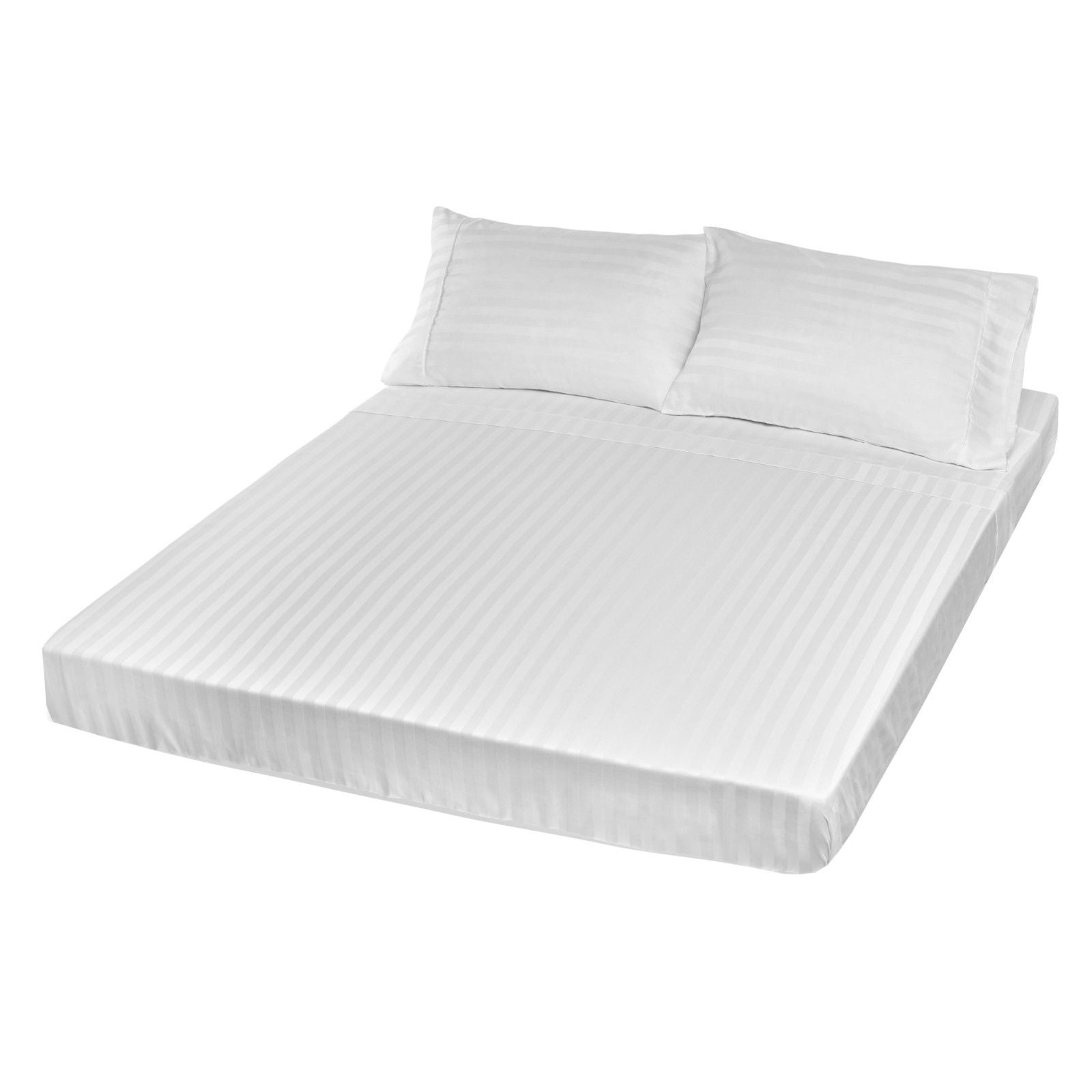 Bed Sheets: Royal Comfort 1200TC Sheet Set Damask Cotton Blend Ultra Soft Sateen Bedding - Queen - White