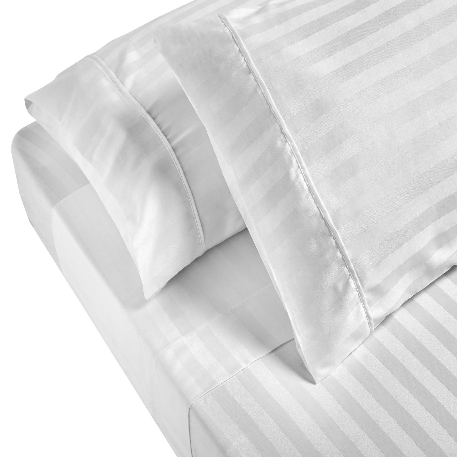 Bed Sheets: Royal Comfort 1200TC Sheet Set Damask Cotton Blend Ultra Soft Sateen Bedding - Queen - White