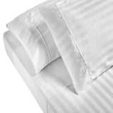 Bed Sheets: Royal Comfort 1200TC Sheet Set Damask Cotton Blend Ultra Soft Sateen Bedding - Queen - White
