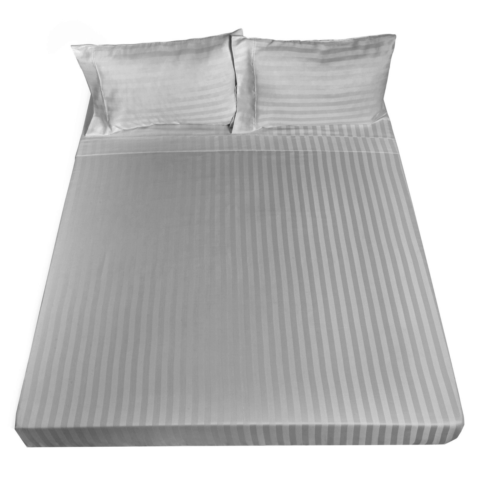 Bed Sheets: Royal Comfort 1200TC Sheet Set Damask Cotton Blend Ultra Soft Sateen Bedding - Queen - Silver